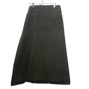 Spill Vintage Y2K Army Green Maxi A-Line Denim Skirt Cotton Sz 13/14 Women’s